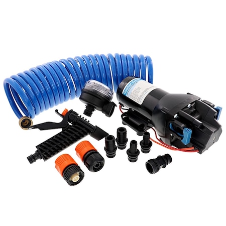 Superjock 25 ft. 12V - 4 GPM - 60 PSI HotShot HD4 Heavy Duty Washdown Pump with HoseCoil SU3449370